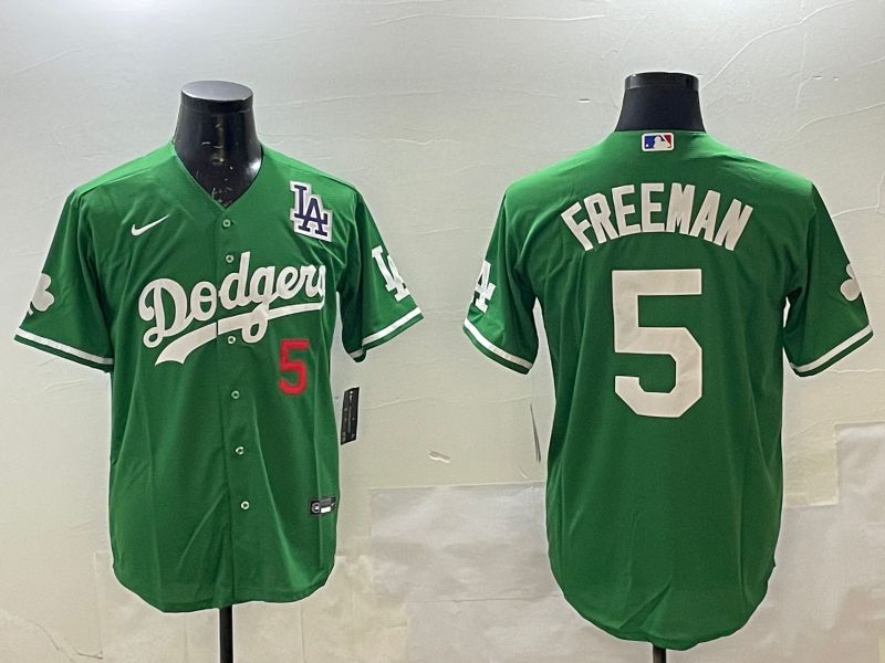 Men Los Angeles Dodgers 5 Freeman Green Fashion 2025 Nike MLB Jersey style 5